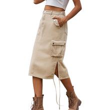 Load image into Gallery viewer, Sagea Drawstring Denim Cargo Skirt