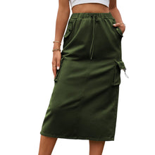 Load image into Gallery viewer, Drawstring Waist Slit Denim Skirt