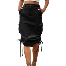 Load image into Gallery viewer, Sagea Drawstring Denim Cargo Skirt