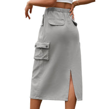 Load image into Gallery viewer, Drawstring Waist Slit Denim Skirt