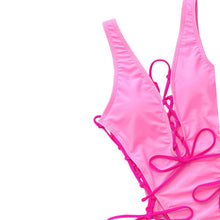 Load image into Gallery viewer, Martinique Lace-Up Deep V Sleeveless One-Piece Swimsuit