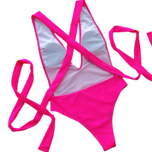 Load image into Gallery viewer, Laguna Halter Neck Deep V Tied One-Piece Swimsuit