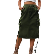 Load image into Gallery viewer, Sagea Drawstring Denim Cargo Skirt