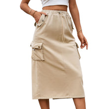 Load image into Gallery viewer, Drawstring Waist Slit Denim Skirt