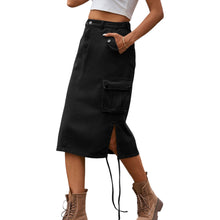 Load image into Gallery viewer, Sagea Drawstring Denim Cargo Skirt