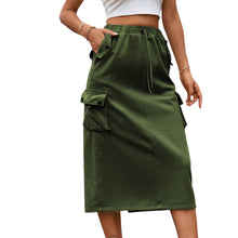 Load image into Gallery viewer, Drawstring Waist Slit Denim Skirt