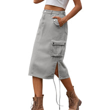 Load image into Gallery viewer, Sagea Drawstring Denim Cargo Skirt