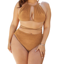 Load image into Gallery viewer, Aruba Plus Size Cutout Tied Backless Bikini Set