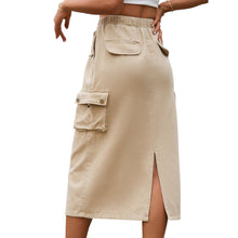 Load image into Gallery viewer, Drawstring Waist Slit Denim Skirt