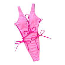 Load image into Gallery viewer, Martinique Lace-Up Deep V Sleeveless One-Piece Swimsuit
