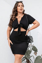 Load image into Gallery viewer, Eliana Plus Size Cutout Tie Front Short Sleeve Dress