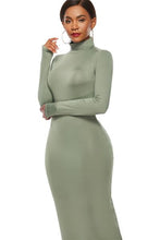 Load image into Gallery viewer, Melanie Mock Neck Long Sleeve Maxi Slim Dress