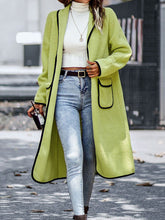 Load image into Gallery viewer, Monika Full Size Contrast Trim Long Sleeve Coat with Pockets
