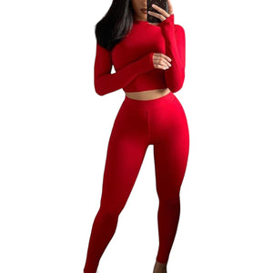 Sammie Mock Neck Long Sleeve Top and High Waist Pants Set