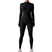 Load image into Gallery viewer, Hailey Half Zip Mock Neck Active Jumpsuit
