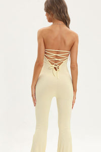 Anyah Lace-Up Strapless Jumpsuit