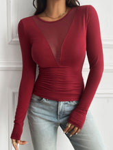 Load image into Gallery viewer, Sicily Mesh Round Neck Long Sleeve T-Shirt
