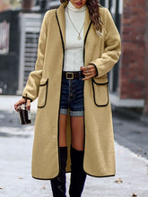 Load image into Gallery viewer, Monika Full Size Contrast Trim Long Sleeve Coat with Pockets
