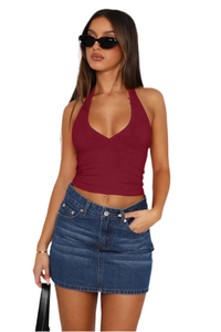 Lovelet Halter Neck Cropped Slim Cami