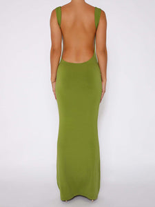 Claudia Backless Wide Strap Maxi Dress