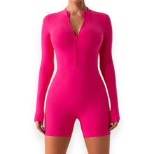 Load image into Gallery viewer, Hailey Half Zip Long Sleeve Active Romper
