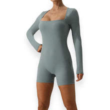 Load image into Gallery viewer, Gianna Square Neck Long Sleeve Active Romper
