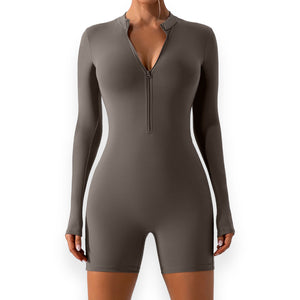 Hailey Half Zip Long Sleeve Active Romper