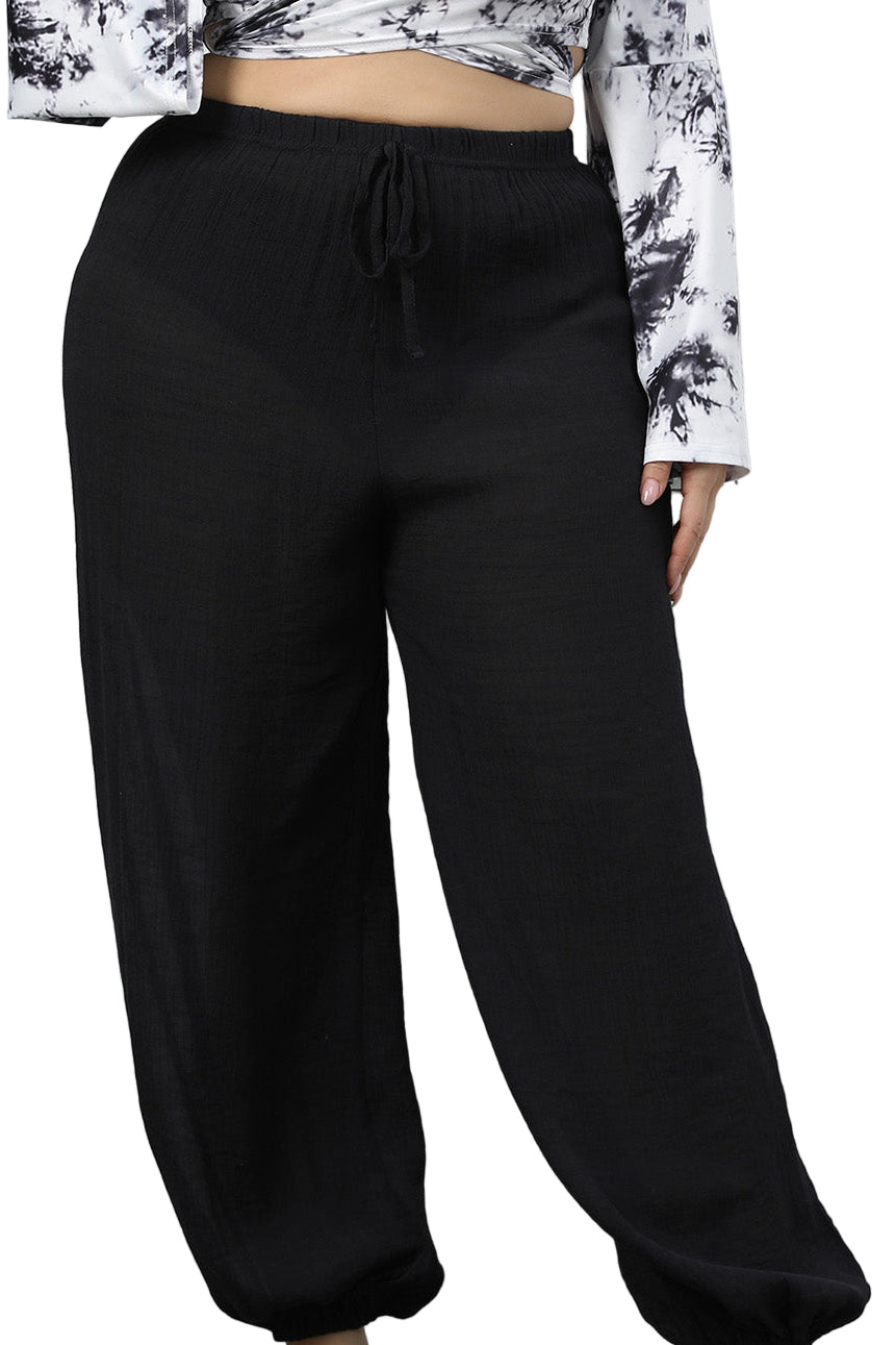 Helvine Plus Size Drawstring Jogger Pants