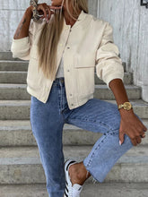 Load image into Gallery viewer, Essence Baseball Collar Dropped Shoulder Jacket
