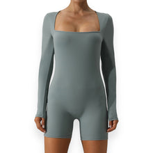 Load image into Gallery viewer, Gianna Square Neck Long Sleeve Active Romper
