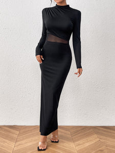 Jojo Slit Mock Neck Long Sleeve Maxi Dress