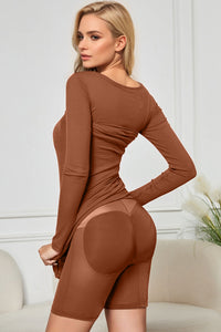 Body Baby Built-In Shapewear Square Neck Long Sleeve Maxi Dress