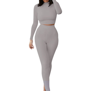 Sammie Mock Neck Long Sleeve Top and High Waist Pants Set