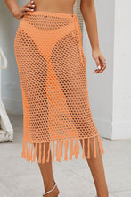 Load image into Gallery viewer, Malia Fringe Openwork High Waist Swim Skirt
