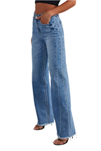 Load image into Gallery viewer, Tyra Raw Hem Wide Leg Jeans with Pockets
