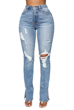 Load image into Gallery viewer, Gigi Distressed Slit Jeans
