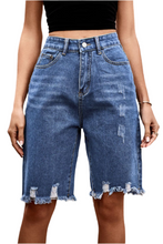 Load image into Gallery viewer, Sloane Raw Hem High Waist Denim Shorts with Pockets
