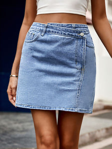 Avery Pocketed High Waist Denim Skirt