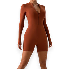 Load image into Gallery viewer, Hailey Half Zip Long Sleeve Active Romper
