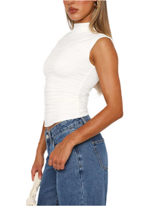 Naomi Ruched Mock Neck Tank