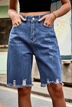 Load image into Gallery viewer, Sloane Raw Hem High Waist Denim Shorts with Pockets
