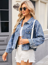 Load image into Gallery viewer, Deia Pearl Trim Long Sleeve Denim Jacket

