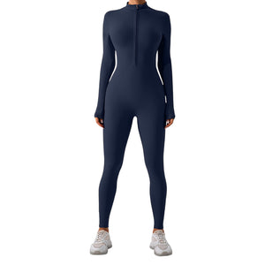 Hailey Half Zip Mock Neck Active Jumpsuit