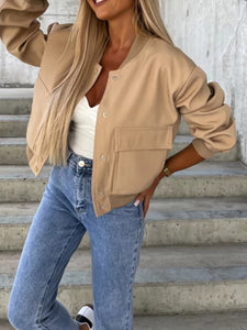 Essence Baseball Collar Dropped Shoulder Jacket