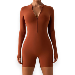 Hailey Half Zip Long Sleeve Active Romper