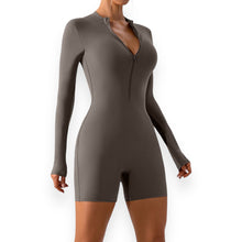 Load image into Gallery viewer, Hailey Half Zip Long Sleeve Active Romper
