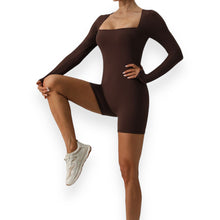 Load image into Gallery viewer, Gianna Square Neck Long Sleeve Active Romper
