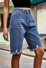 Load image into Gallery viewer, Sloane Raw Hem High Waist Denim Shorts with Pockets
