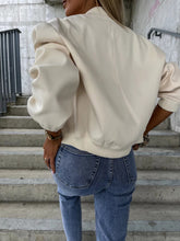 Load image into Gallery viewer, Essence Baseball Collar Dropped Shoulder Jacket
