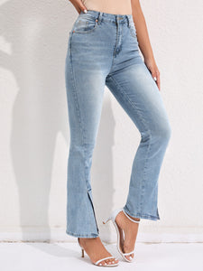 Valerie Slit Buttoned Jeans with Pockets